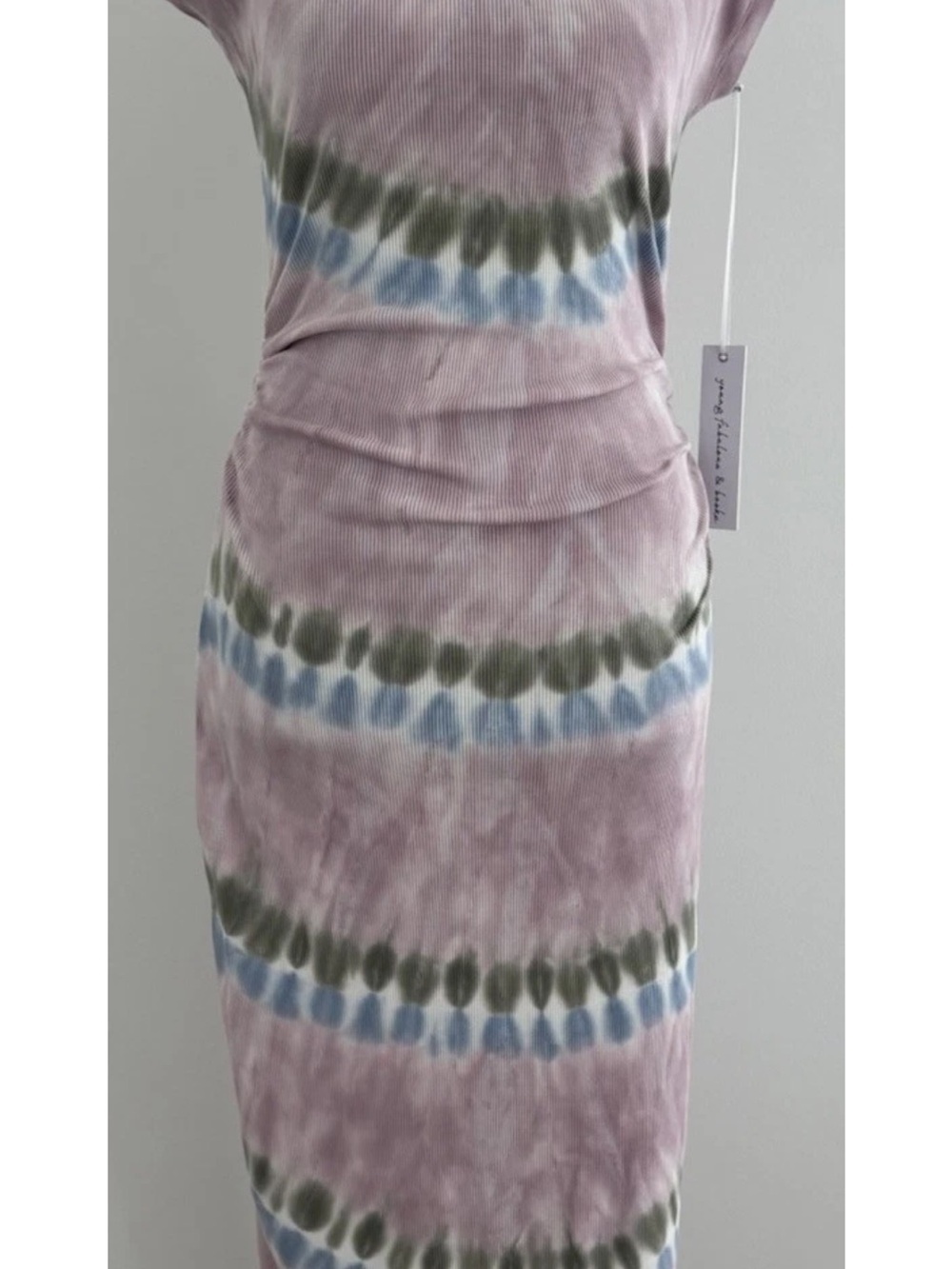 Young Fabulous & Broke S Mauve Tie-Dye Midi Dress with Blue and Olive Accents, - Picture 7 of 8